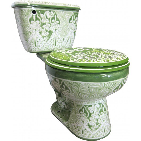 Mexican Talavera Toilet Set Acapulco Verde